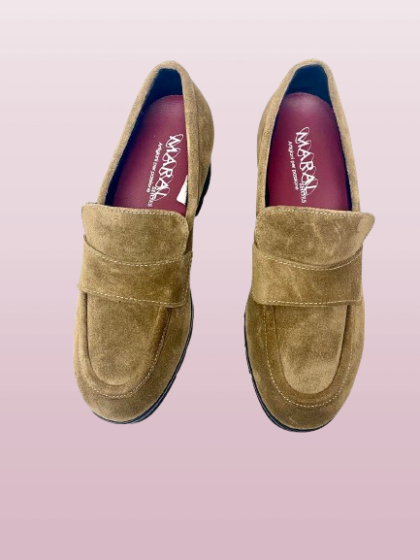 ART. B016 mocassino scamosciato castoro con plantare estraibile