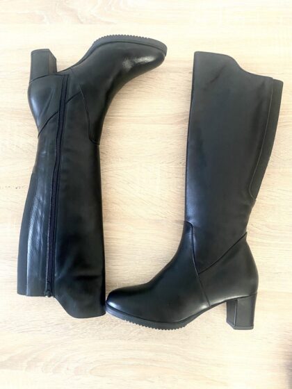 ART. T006 stivale con cerniera in pelle nera con plantare estraibile